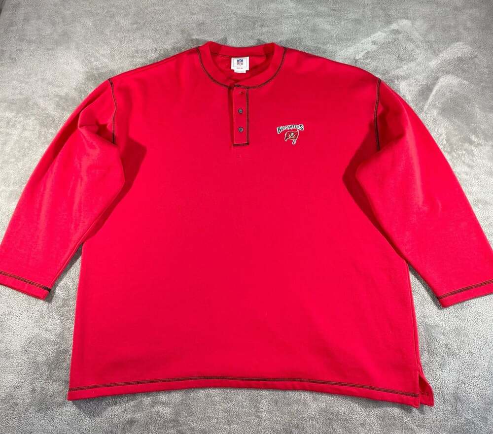 NFL Vintage 2003 Tampa Bay Buccaneers Red Henley Long Sleeve Shirt Size 3XL